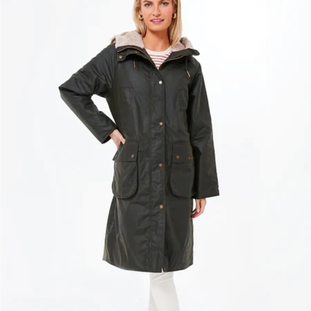 Barbour dark green Wax Coat with Hood US size 10 NWT
